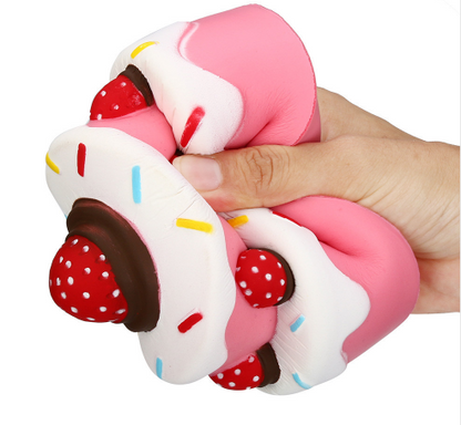 Squishy Slow-Rise PU Strawberry Layer Cake Toy