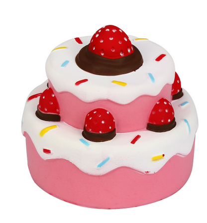 Squishy Slow-Rise PU Strawberry Layer Cake Toy