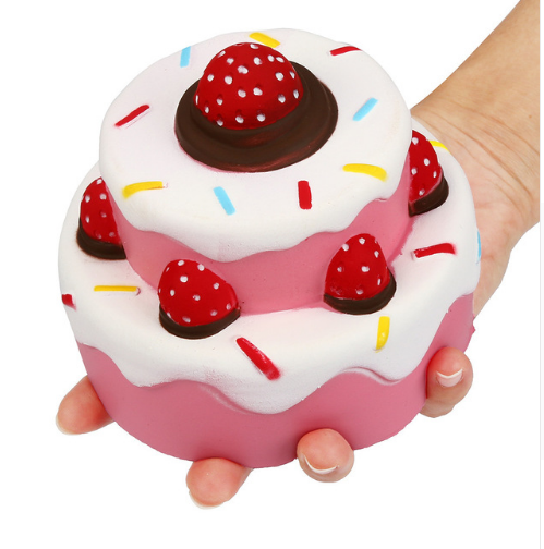 Squishy Slow-Rise PU Strawberry Layer Cake Toy